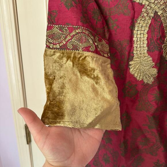 Tracy Porter Women’s Boho Brocade Tunic Top Burgundy Gold Size M Embellished - Picture 4 of 8